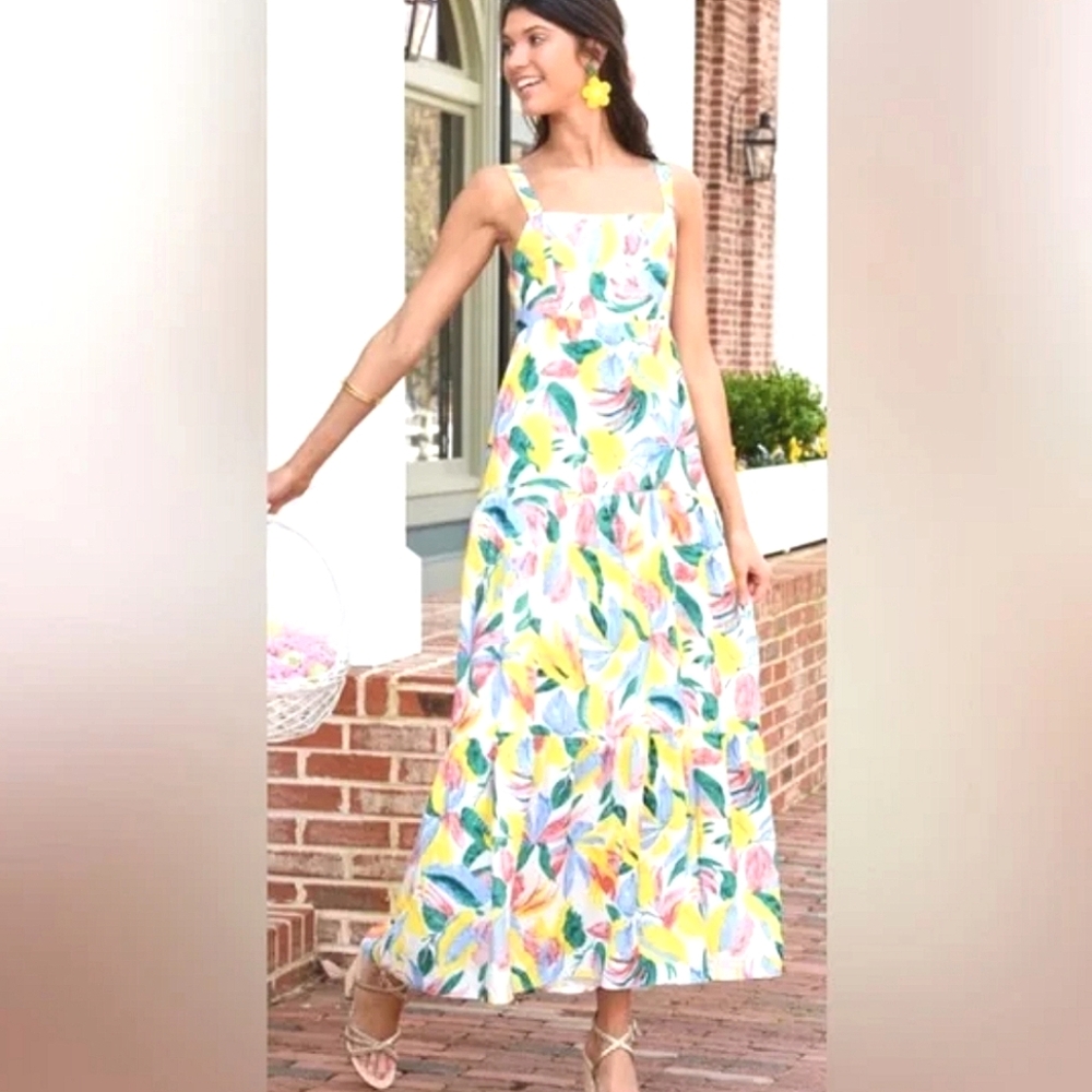 Skies Are Blue Tropical Florals Maxi Dress